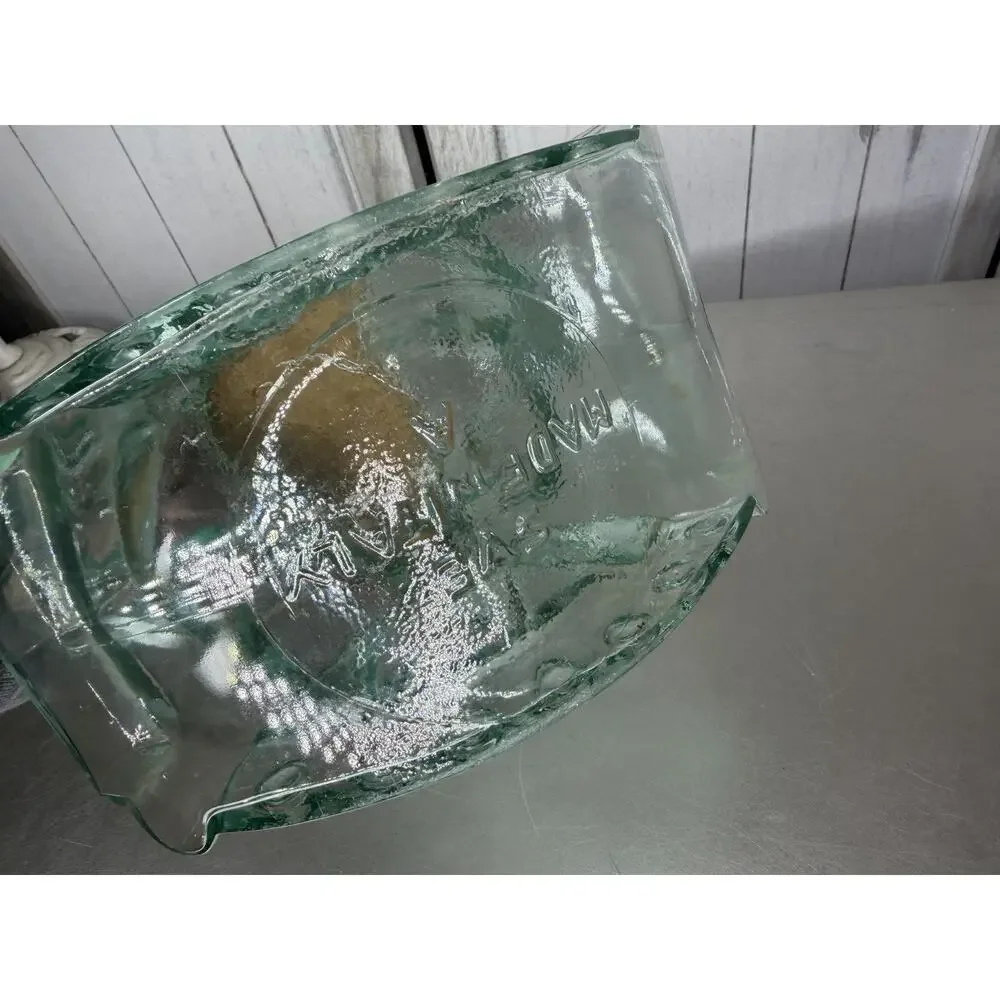 VTG Glass Rocking Horse Jar Canister Cork Lid Made in Italy Blue Green Glass